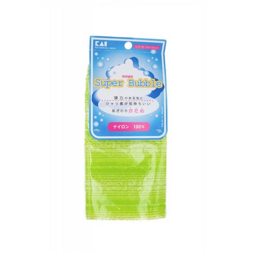 Мочалка для тела KAI с объемным плетением зеленая, жесткая