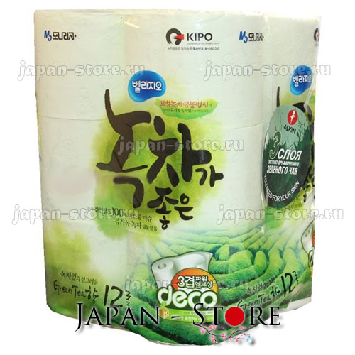 Туалетная бумага 3-х слойная с экстрактом зеленого чая Bellagio Deco  12 рулонов