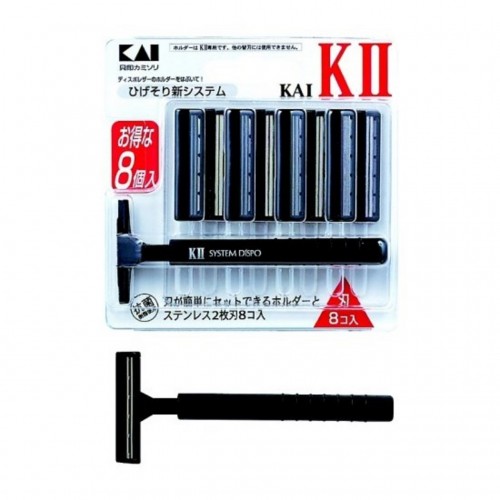 KAI Компактный бритвенный станок с двойным лезвием со сменными головками 'KⅡ-8B' (+8 кассет) 1шт