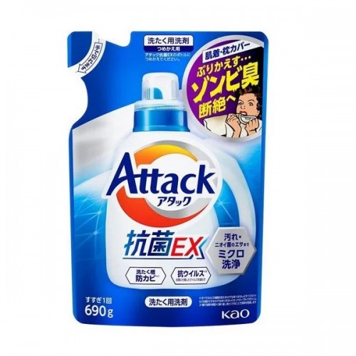 KAO Жидкое средство для стирки 'Attack EX' (концентрат тройного действия) 690 г, мягкая упаковка
