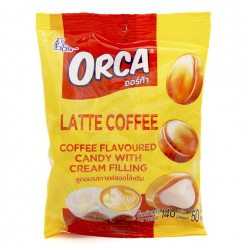 Конфета карамельная Boonprasert 'Orca' Latte Coffee со вкусом кофе сливочная начинка, м/уп 140г