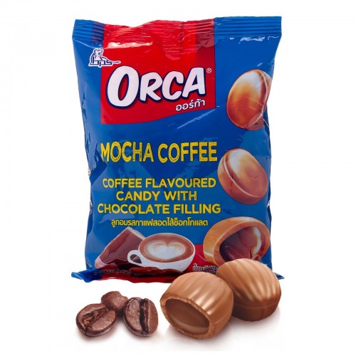 Конфета карамельная Boonprasert 'Orca' Mocha Coffee со вкусом кофе шоколадная начинка, м/уп 140г