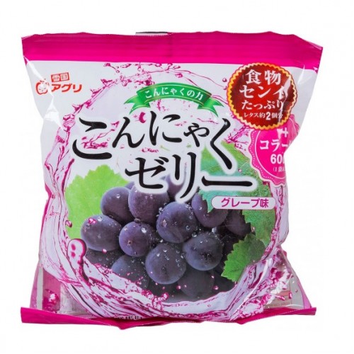 Конняку Желе Yukiguni с натуральным соком винограда + коллаген, 96г (16г х 6 шт)