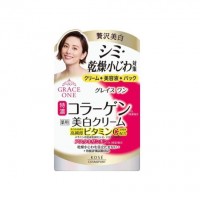 KOSE Grace One Отбеливающий питательный крем для ухода за зрелой кожей лица, с витамином С и эластином, с нежным ароматом розы, 100г