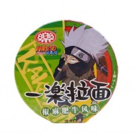 Лапша Наруто Ичираку с говядиной, перцем чили и адзуки, Naruto Yile, (больш стакан зелен.), 90г