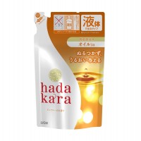 LION Увлажняющее жидкое мыло для тела Hadakara с ароматом безупречной розы (для сухой и огрубевшей кожи) 340 мл, мягкая упаковка