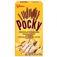 POCKY с бананом, взбитыми сливками и шоколадным топпингом GLICO 42г