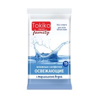 Влажные салфетки для рук Tokiko Japan Family освежающие с термальной водой, 15шт