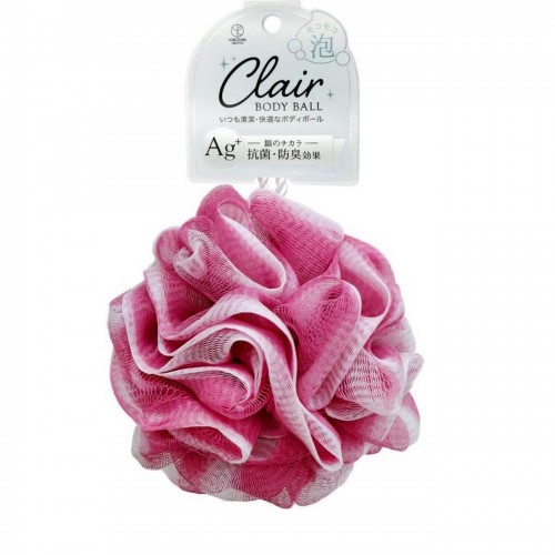 YOKOZUNA Мочалка для тела в форме шара с ионами серебра, диаметр 12см, розовая