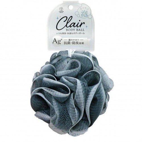 YOKOZUNA Мочалка для тела в форме шара с ионами серебра, диаметр 12см, серая