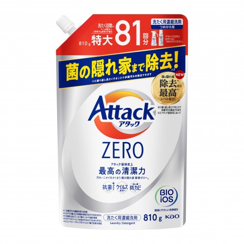 Жидкое средство для стирки 'Attack ZERO' (суперконцентрат, для любых типов стиральных машин) 810 г, сменная упаковка с крышкой